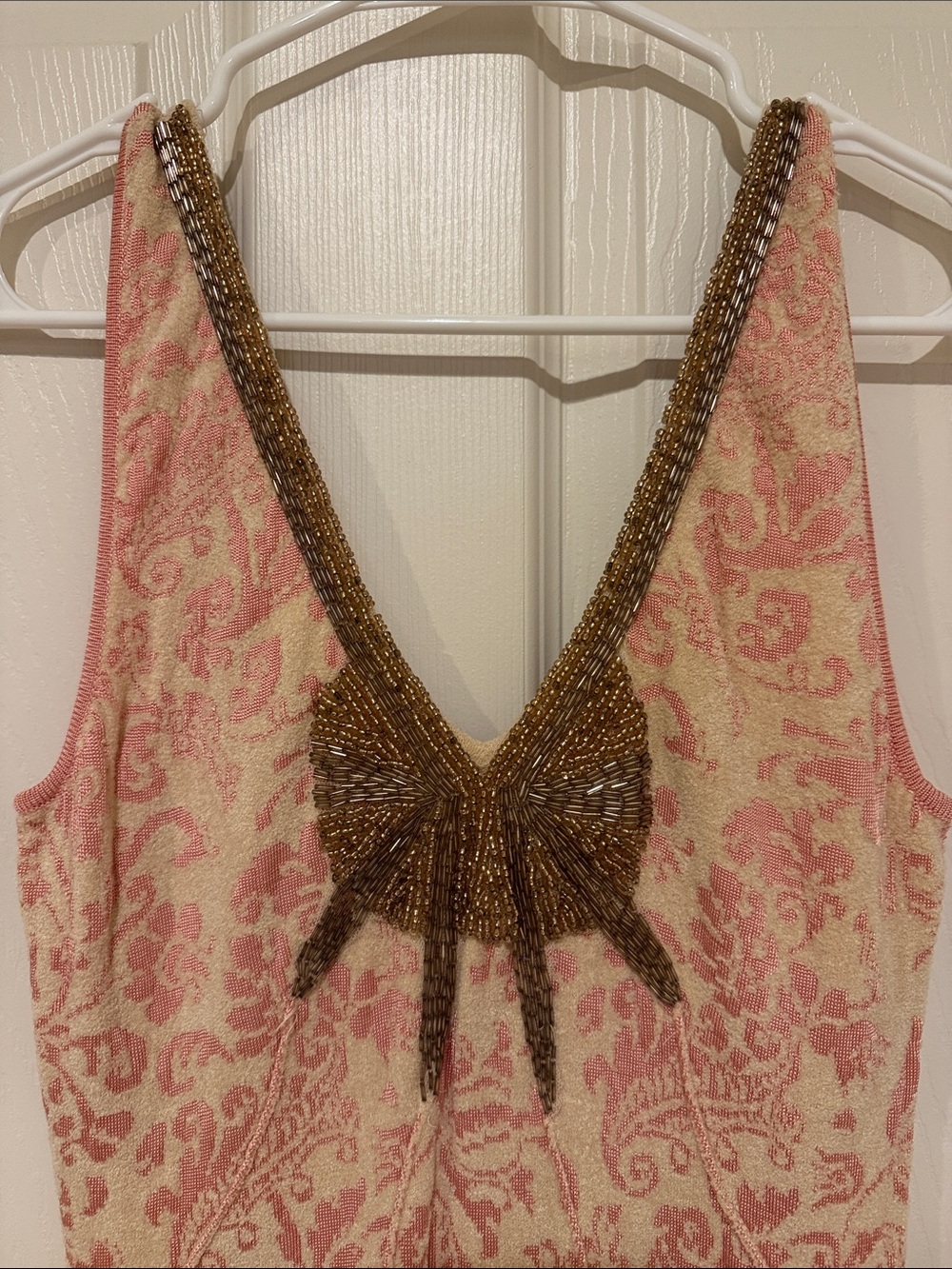 Free People Cream and Pink Beaded Midi Dress - Picture 2 of 3